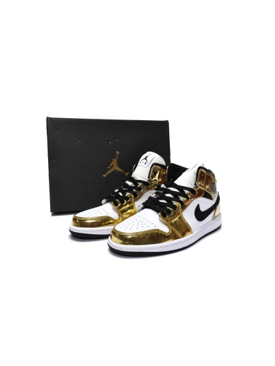 POP  Jordan 1 Mid Metallic Gold Black White, DC1420-700 01