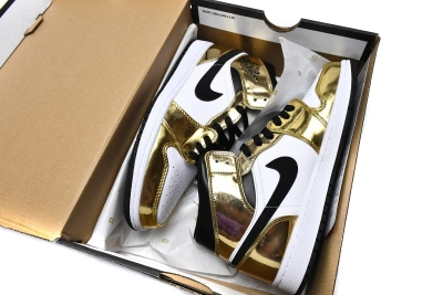 POP  Jordan 1 Mid Metallic Gold Black White, DC1420-700 02