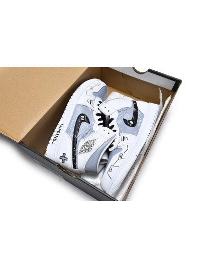POP  Jordan 1 Mid PS5 White Grey Black, 554724-130 02