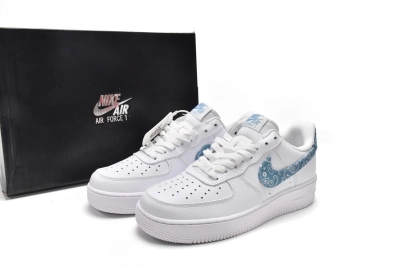 POP  Air Force 1 Low '07 Essential White Worn Blue Paisley , DH4406-100 01