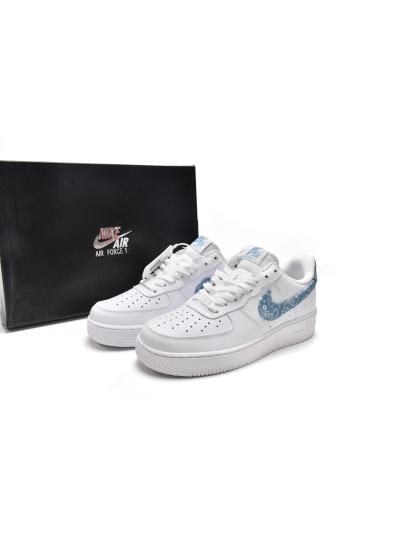 POP  Air Force 1 Low '07 Essential White Worn Blue Paisley , DH4406-100 01