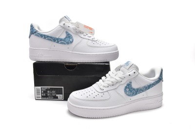 POP  Air Force 1 Low '07 Essential White Worn Blue Paisley , DH4406-100 02