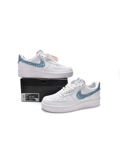 POP  Air Force 1 Low '07 Essential White Worn Blue Paisley , DH4406-100 02