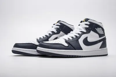 POP  Air Jordan 1 Mid White Metallic Gold Obsidian (GS), 554724-174  01