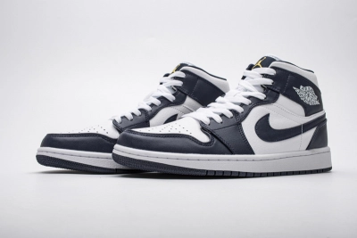 POP  Air Jordan 1 Mid White Metallic Gold Obsidian (GS), 554724-174  01