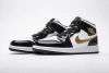 POP  Air Jordan Mid Patent Black White Gold, 852542-007