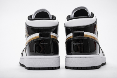 POP  Air Jordan Mid Patent Black White Gold, 852542-007 02