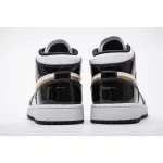 BootsMasterLin Air Jordan Mid Patent Black White Gold, 852542-007 the best replica sneaker 