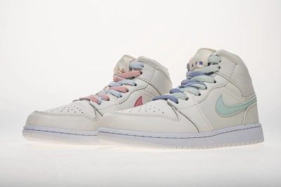 POP  Air Jordan 1 Mid Multi-Color Swoosh Phantom (GS), 555112-035 01