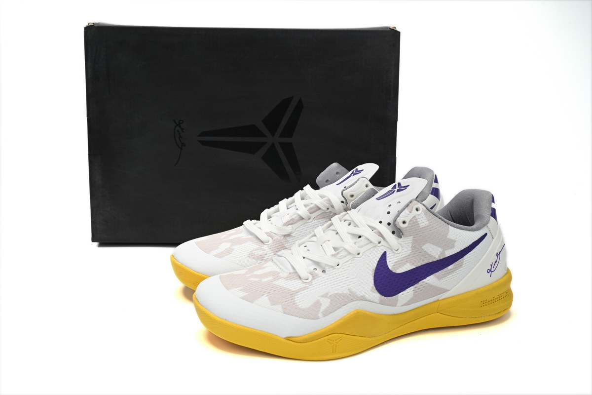 PKGoden  Kobe 8 Low White/Purple-Yellow 555035-101