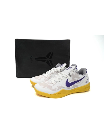 PKGoden  Kobe 8 Low White/Purple-Yellow 555035-101 01