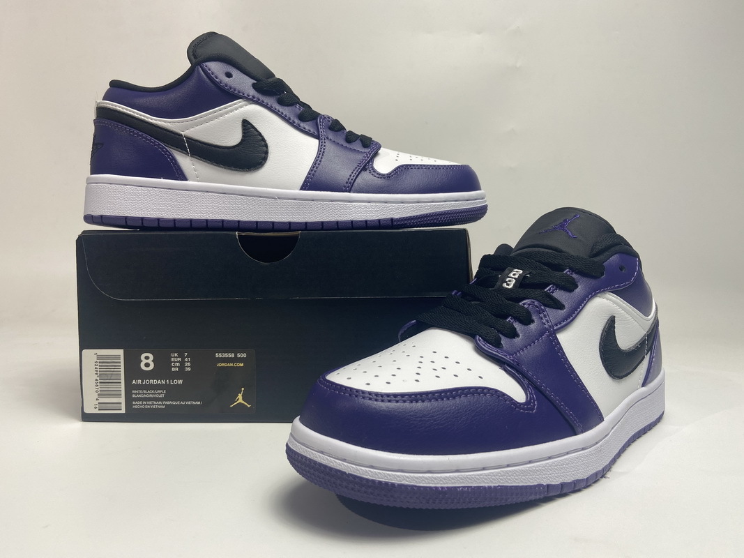 POP Jordan 1 Low Court Purple White,  553558-500