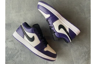 POP Jordan 1 Low Court Purple White,  553558-500 02