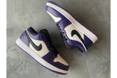 POP Jordan 1 Low Court Purple White,  553558-500 02