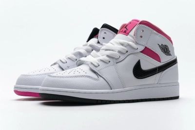 POP  Jordan 1 Mid White Black Hyper Pink , 555112-106 01