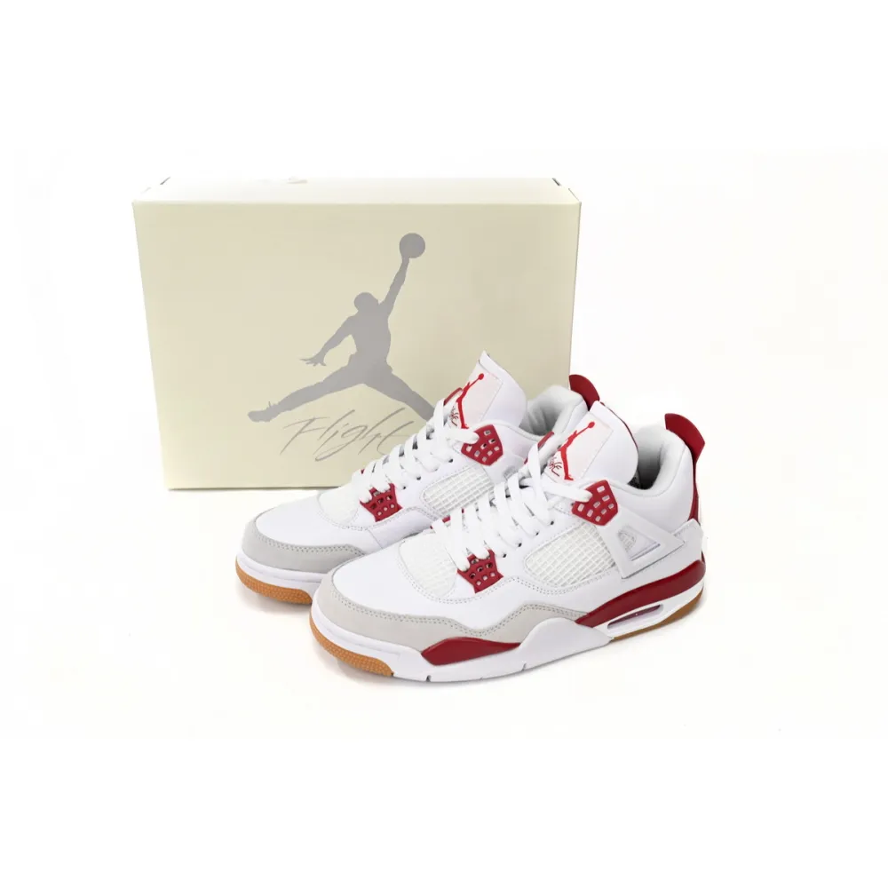 Free Shipping: PKGoden Jordan 4 Sb White Red, DR5415-160