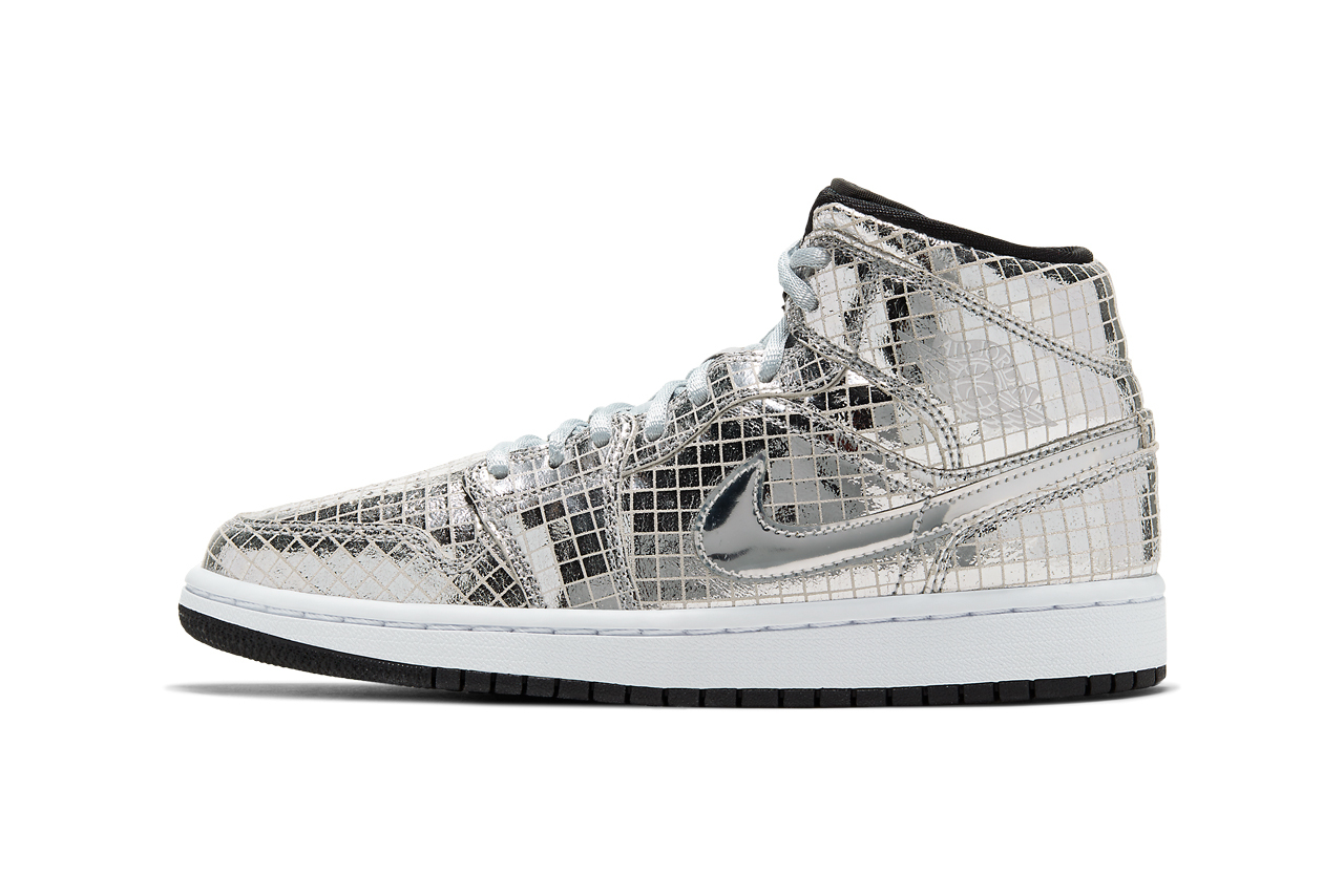   PK God Jordan 1 Mid SE Disco Metallic Silver (W), CU9304-001 the best replica sneaker 
