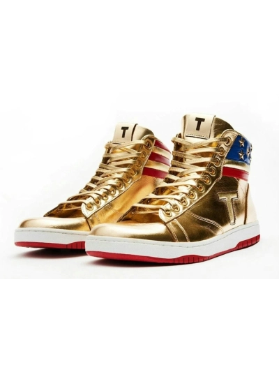 PKGoden  Trump high top “Never Surrender” goldsneakers  01