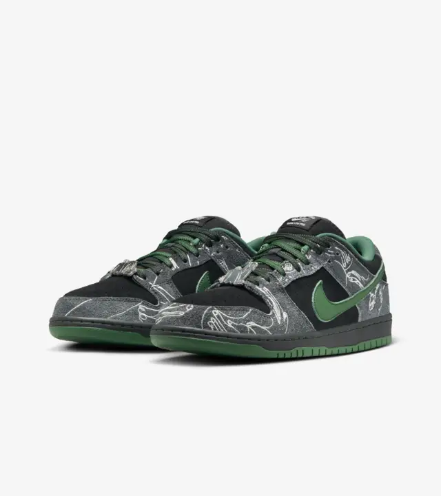 PKGoden  SB Dunk Low Pro x There Anthracite and Gorge Green, HF7743-001