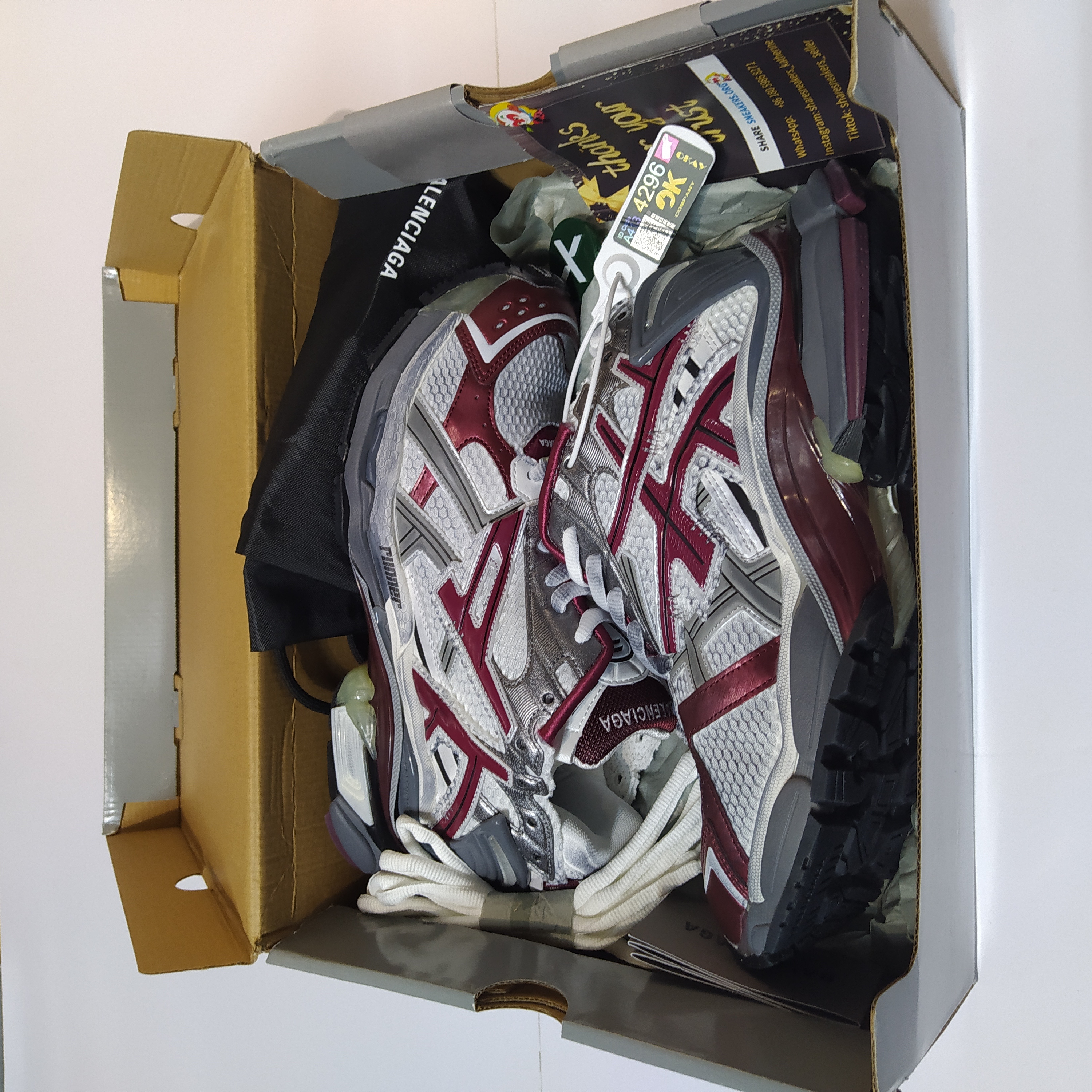 PKGoden  Balenciaga Runner Sneaker 'White Burgundy'