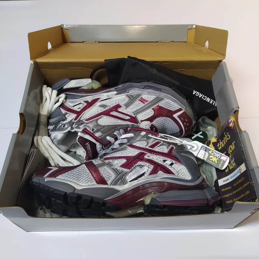 PKGoden Balenciaga Runner Sneaker 'White Burgundy'