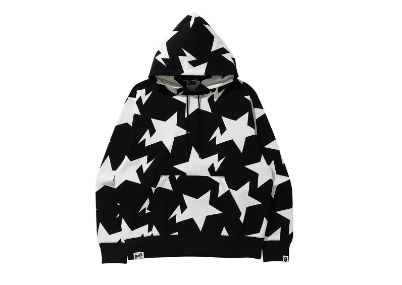 BAPE Relaxed Sta Pattern Pullover Hoodie 'Black'