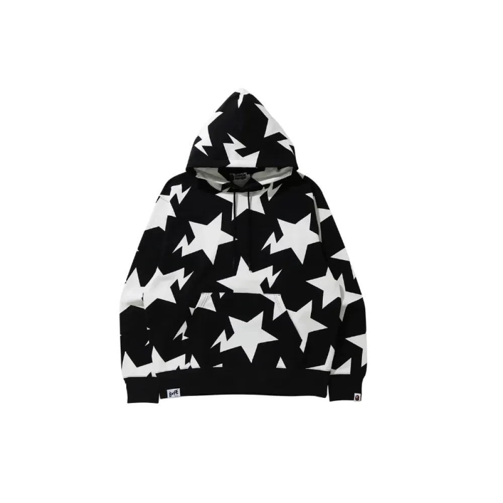 BAPE Relaxed Sta Pattern Pullover Hoodie 'Black'