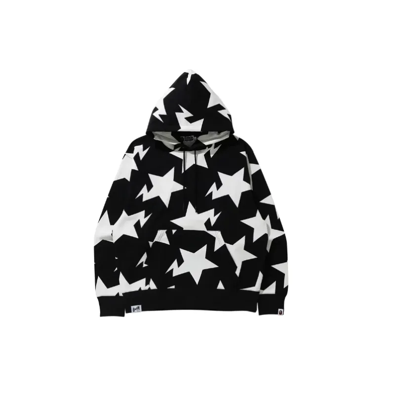 BAPE Relaxed Sta Pattern Pullover Hoodie 'Black'