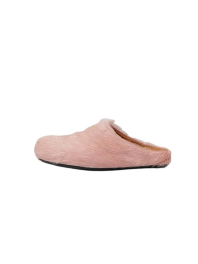 PKGoden Pink long hair calfskin Fussbett sabot Marni Slides 01