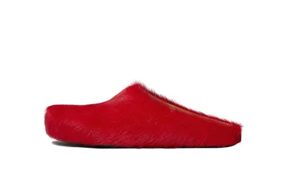 PKGoden Red long-hair calfskin Fussbett sabot Marni Slides 01