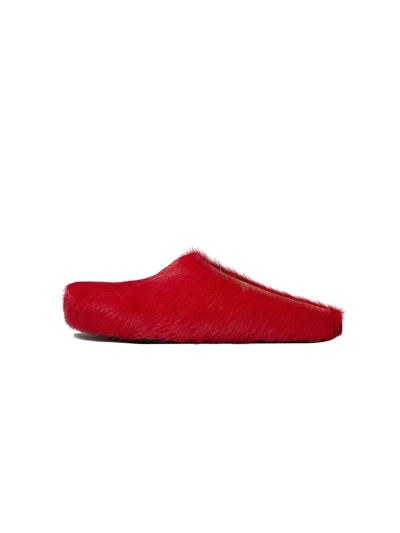 PKGoden Red long-hair calfskin Fussbett sabot Marni Slides 01