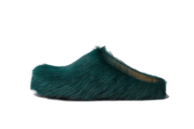 PKGoden Sea green long-hair calfskin Fussbett sabot Marni Slides 01