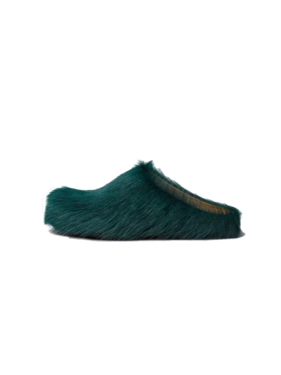 PKGoden Sea green long-hair calfskin Fussbett sabot Marni Slides 01