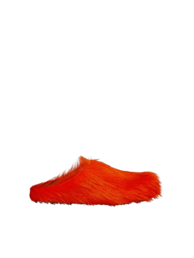 PKGoden Orange long hair calfskin Fussbett sabot Marni Slides 01