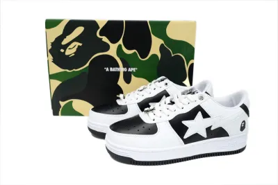 POP A Bathing Ape Bape Sta Low Black And White, OZXSH W291 328 02