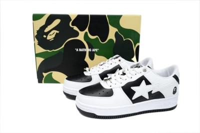 POP A Bathing Ape Bape Sta Low Black And White, OZXSH W291 328 02