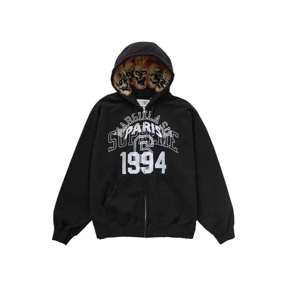 Supreme MM6 Maison Margiela Zip Up hoodie Sweatshirt Black