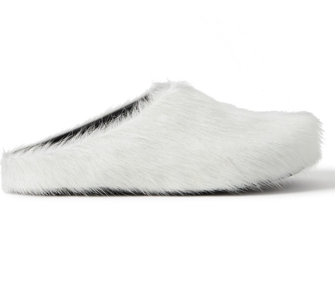PKGoden Fussbett Calf Hair White Marni Slides