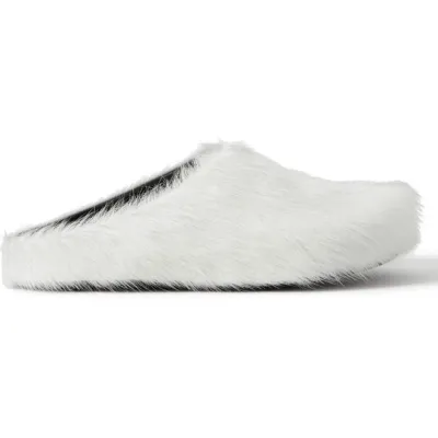 PKGoden Fussbett Calf Hair White Marni Slides 01