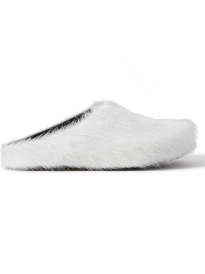 PKGoden Fussbett Calf Hair White Marni Slides 01