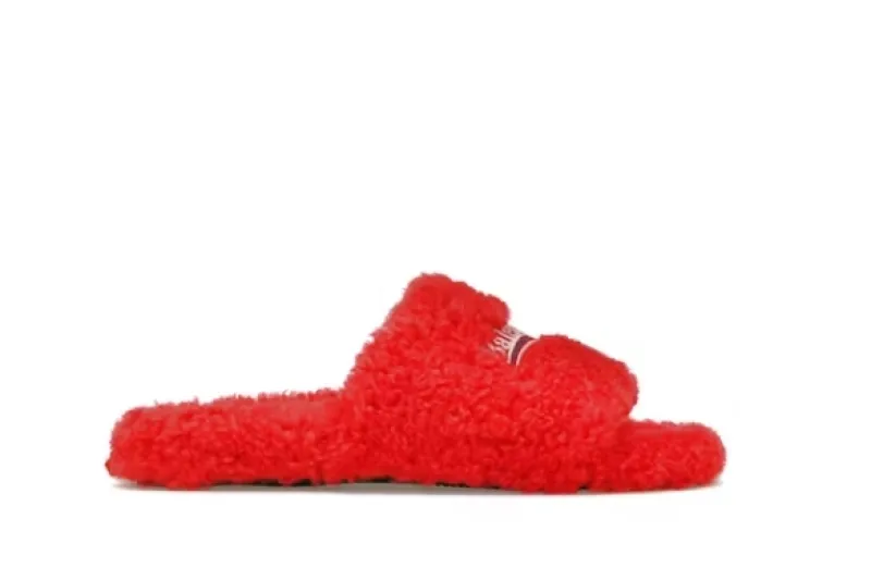 Balenciaga Furry Slide Red White Reps