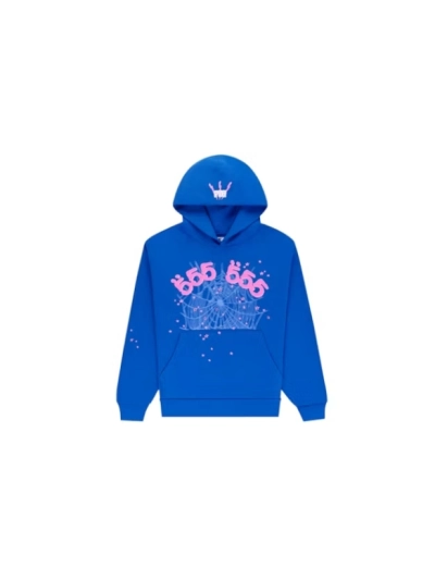 Sp5der Angel Number Hoodie Blue 01