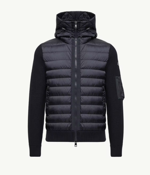 Moncler Down Jacket - Padded Zip-Up Cardigan Navy Blue