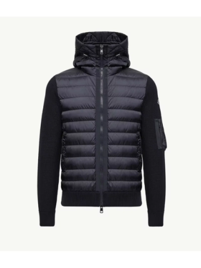 Moncler Down Jacket - Padded Zip-Up Cardigan Navy Blue 01