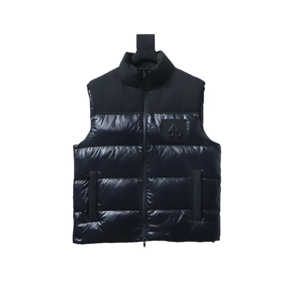 Moose knuckless Glossy down vest Black / White