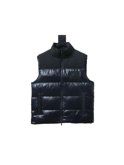 Moose knuckless Glossy down vest Black / White 01