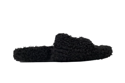 POP Balenciaga Furry Slide Black And White Label 02