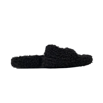 POP Balenciaga Furry Slide Black And White Label 02
