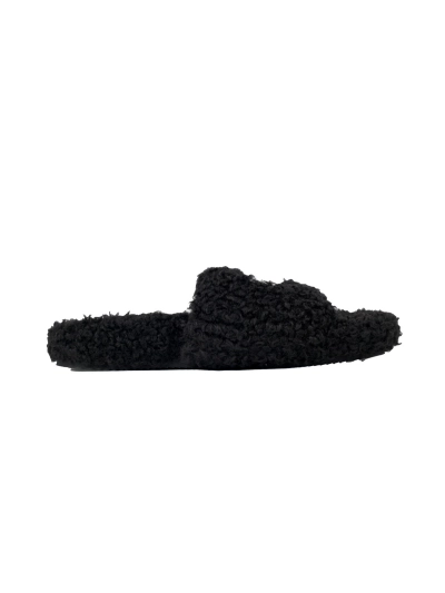 POP Balenciaga Furry Slide Black And White Label 02