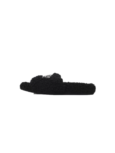 POP Balenciaga Furry Slide Black And White Label 01